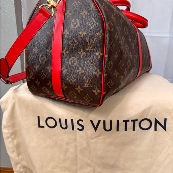 Louis Vuitton Monogram Keepall 50 Boston Travel Hand Bag RARE RED - Picture 4 of 16